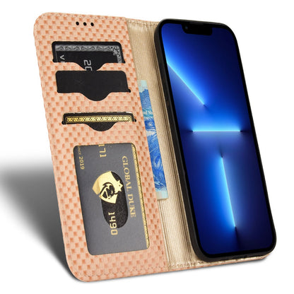 For iPhone 13 Pro 6.1 inch Grid Texture PU Leather Stand Case Magnetic Auto-absorbed Cell Phone Wallet Cover