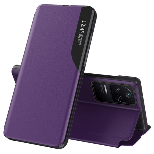 For Xiaomi Poco F4 5G / Redmi K40S 5G Clear View Window Leather Flip Phone Case Magnetic Auto Closing Shockproof Cover with Stand