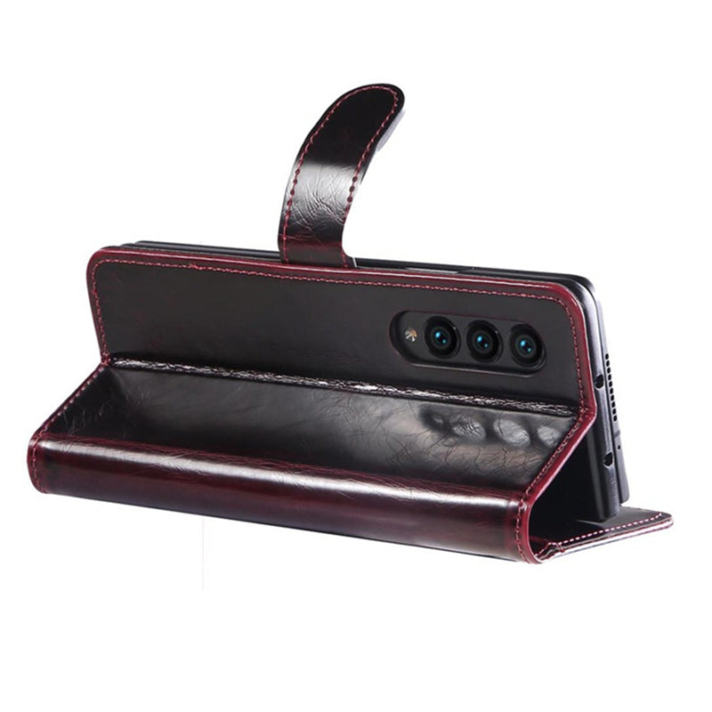 For Samsung Galaxy Z Fold3 5G Waxy Texture Zipper Pocket PU Leather Case Stand Wallet Folio Flip Phone Cover