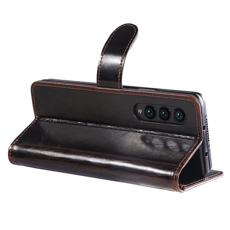 For Samsung Galaxy Z Fold3 5G Waxy Texture Zipper Pocket PU Leather Case Stand Wallet Folio Flip Phone Cover