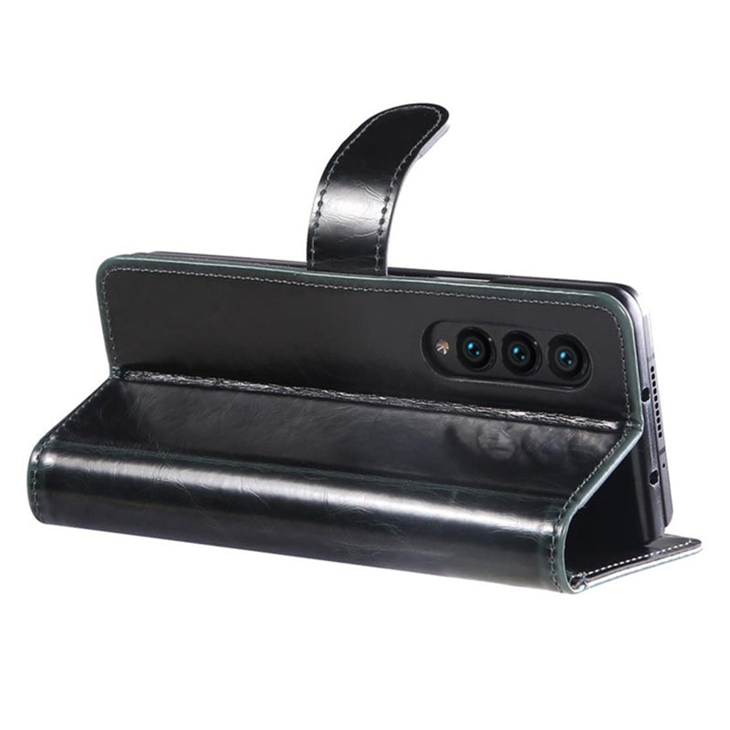 For Samsung Galaxy Z Fold3 5G Waxy Texture Zipper Pocket PU Leather Case Stand Wallet Folio Flip Phone Cover