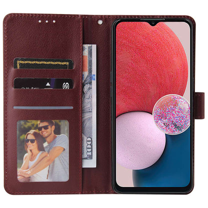 For Samsung Galaxy A13 4G / 5G / A04s 4G (164.7 x 76.7 x 9.1 mm) Scratch Proof Stand Cover, Folio Flip PU Leather Wallet Cell Phone Case with Lanyard