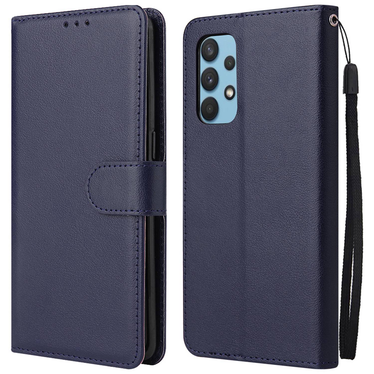 For Samsung Galaxy A13 4G / 5G / A04s 4G (164.7 x 76.7 x 9.1 mm) Scratch Proof Stand Cover, Folio Flip PU Leather Wallet Cell Phone Case with Lanyard