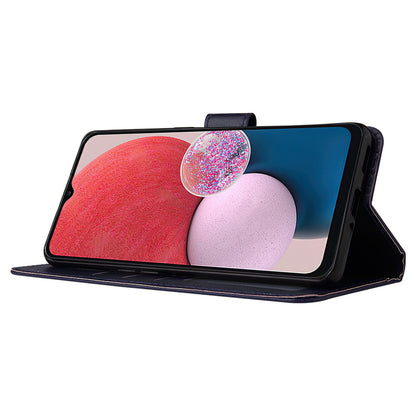 For Samsung Galaxy A13 4G / 5G / A04s 4G (164.7 x 76.7 x 9.1 mm) Scratch Proof Stand Cover, Folio Flip PU Leather Wallet Cell Phone Case with Lanyard