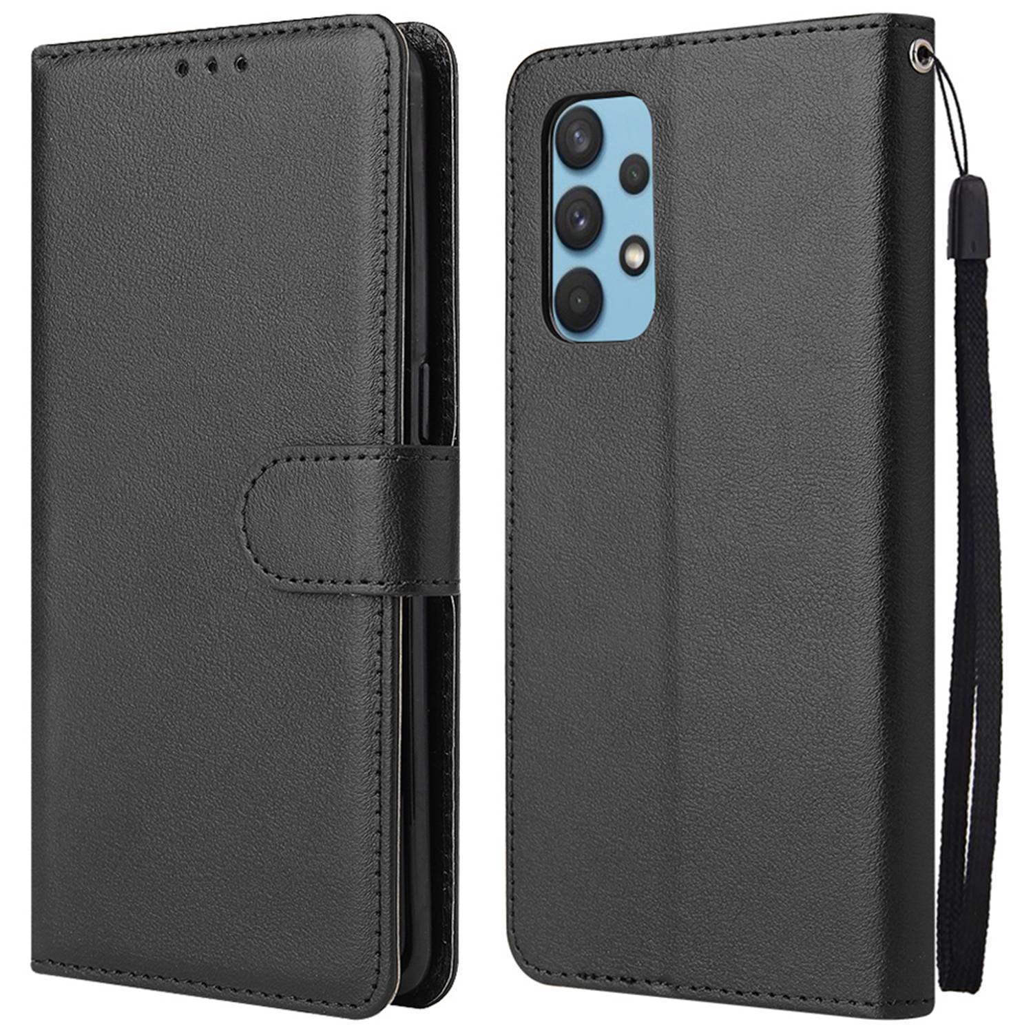 For Samsung Galaxy A13 4G / 5G / A04s 4G (164.7 x 76.7 x 9.1 mm) Scratch Proof Stand Cover, Folio Flip PU Leather Wallet Cell Phone Case with Lanyard