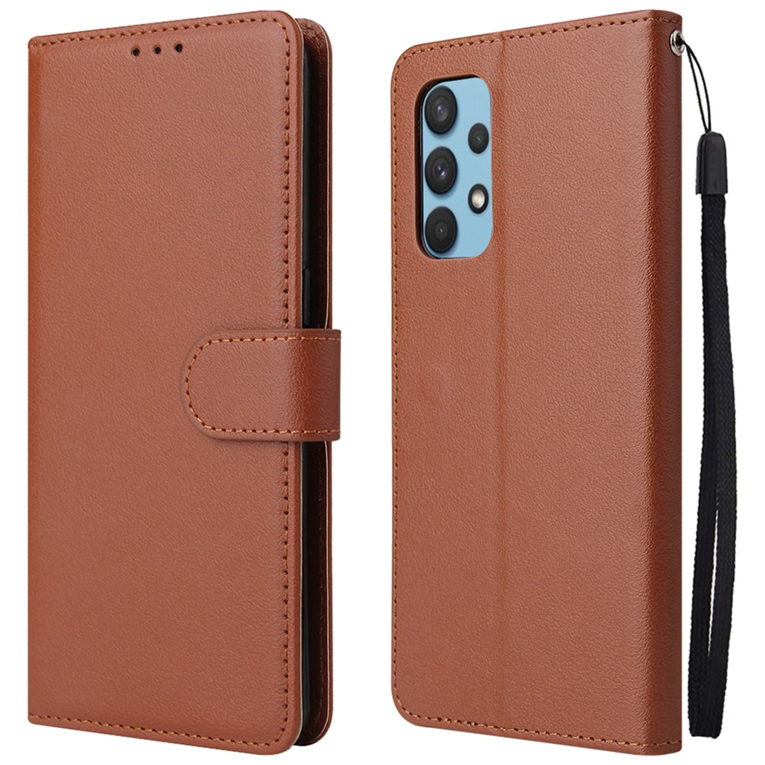 For Samsung Galaxy A13 4G / 5G / A04s 4G (164.7 x 76.7 x 9.1 mm) Scratch Proof Stand Cover, Folio Flip PU Leather Wallet Cell Phone Case with Lanyard