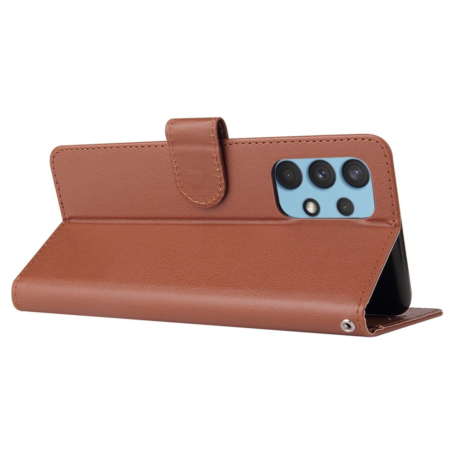 For Samsung Galaxy A13 4G / 5G / A04s 4G (164.7 x 76.7 x 9.1 mm) Scratch Proof Stand Cover, Folio Flip PU Leather Wallet Cell Phone Case with Lanyard