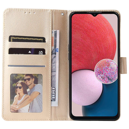 For Samsung Galaxy A13 4G / 5G / A04s 4G (164.7 x 76.7 x 9.1 mm) Scratch Proof Stand Cover, Folio Flip PU Leather Wallet Cell Phone Case with Lanyard