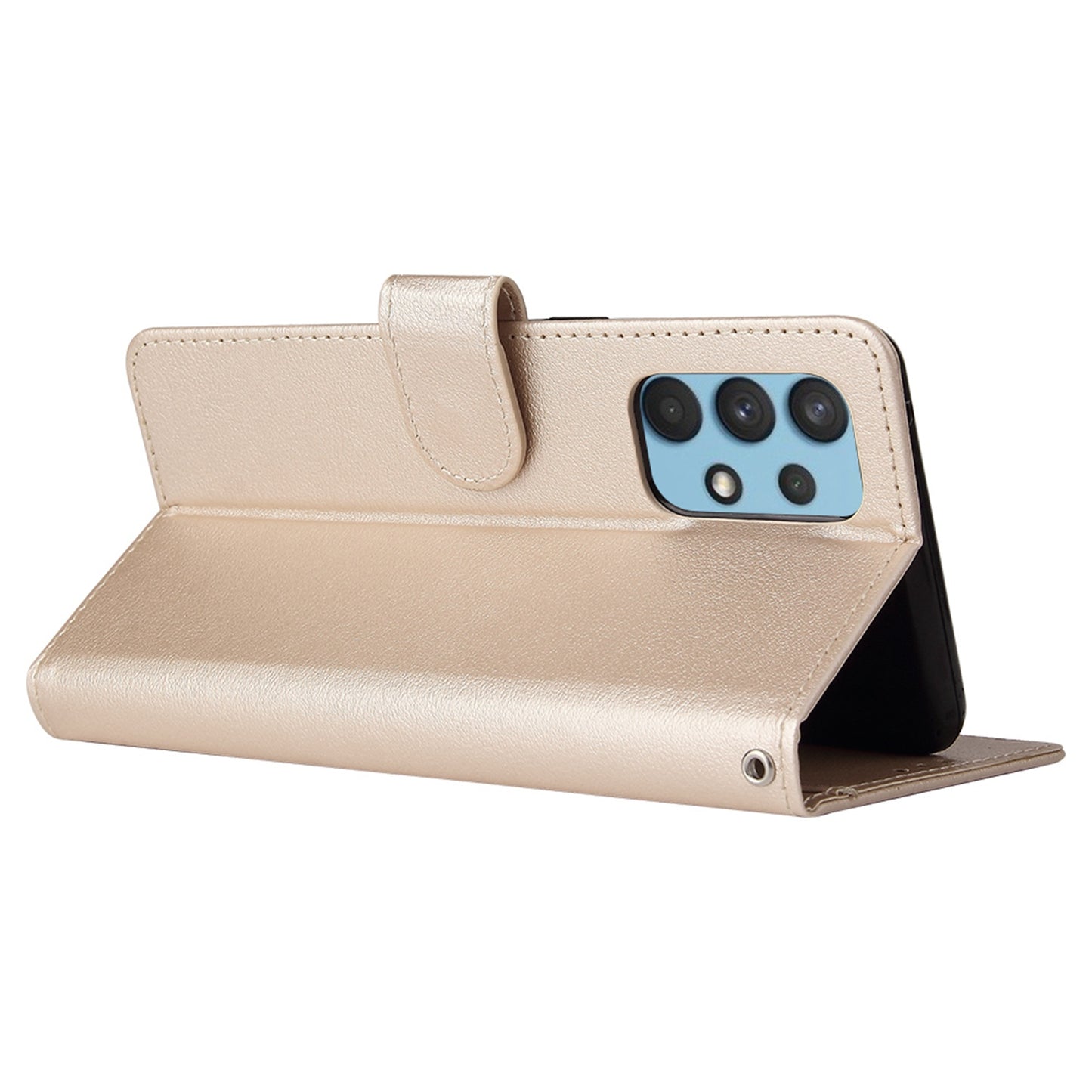 For Samsung Galaxy A13 4G / 5G / A04s 4G (164.7 x 76.7 x 9.1 mm) Scratch Proof Stand Cover, Folio Flip PU Leather Wallet Cell Phone Case with Lanyard