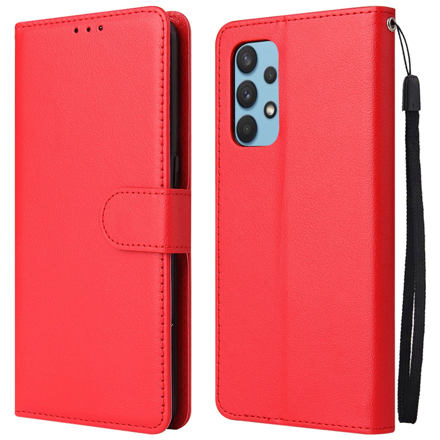 For Samsung Galaxy A13 4G / 5G / A04s 4G (164.7 x 76.7 x 9.1 mm) Scratch Proof Stand Cover, Folio Flip PU Leather Wallet Cell Phone Case with Lanyard