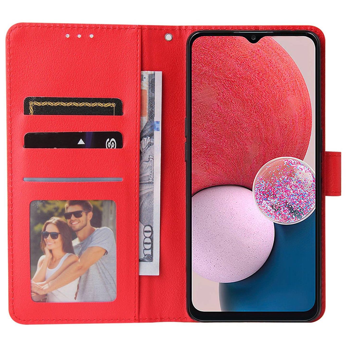 For Samsung Galaxy A13 4G / 5G / A04s 4G (164.7 x 76.7 x 9.1 mm) Scratch Proof Stand Cover, Folio Flip PU Leather Wallet Cell Phone Case with Lanyard