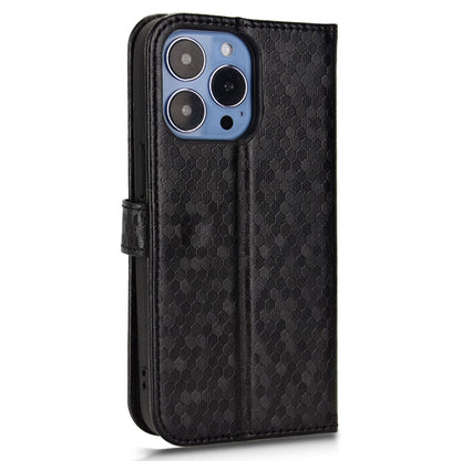 For iPhone 13 Pro 6.1 inch Anti-scratch Imprinted Dot Pattern PU Leather Phone Case Wallet Stand Flip Phone Shell Bag