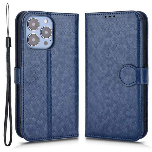 For iPhone 13 Pro 6.1 inch Anti-scratch Imprinted Dot Pattern PU Leather Phone Case Wallet Stand Flip Phone Shell Bag