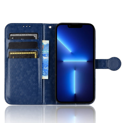 For iPhone 13 Pro 6.1 inch Anti-scratch Imprinted Dot Pattern PU Leather Phone Case Wallet Stand Flip Phone Shell Bag