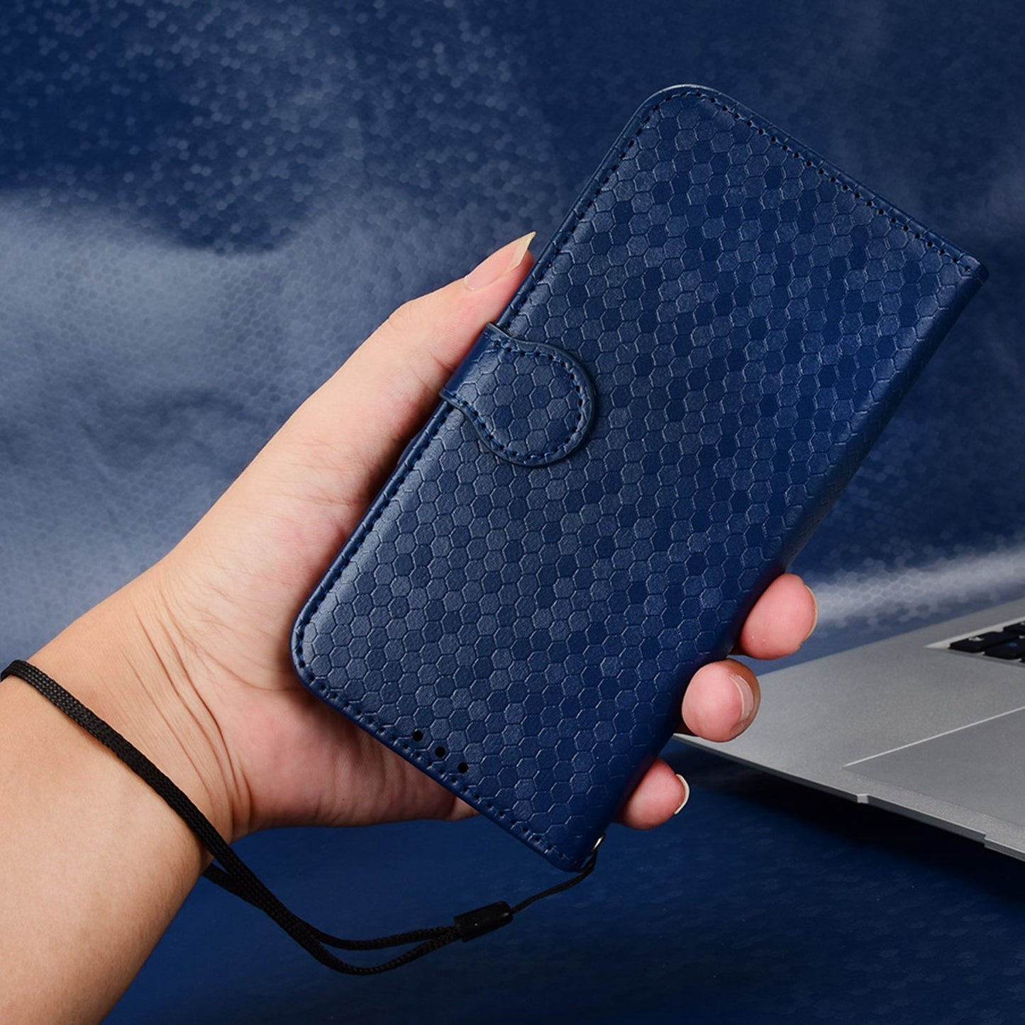 For iPhone 13 Pro 6.1 inch Anti-scratch Imprinted Dot Pattern PU Leather Phone Case Wallet Stand Flip Phone Shell Bag