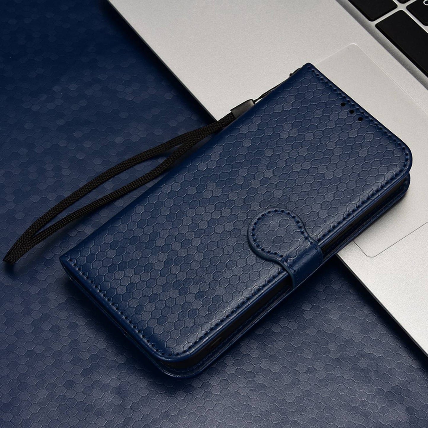 For iPhone 13 Pro 6.1 inch Anti-scratch Imprinted Dot Pattern PU Leather Phone Case Wallet Stand Flip Phone Shell Bag