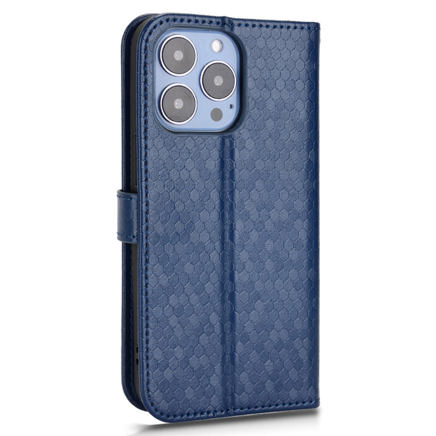 For iPhone 13 Pro 6.1 inch Anti-scratch Imprinted Dot Pattern PU Leather Phone Case Wallet Stand Flip Phone Shell Bag