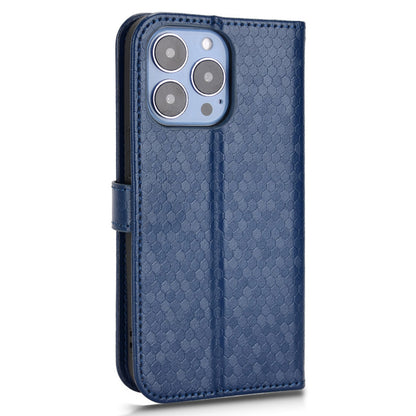 For iPhone 13 Pro 6.1 inch Anti-scratch Imprinted Dot Pattern PU Leather Phone Case Wallet Stand Flip Phone Shell Bag