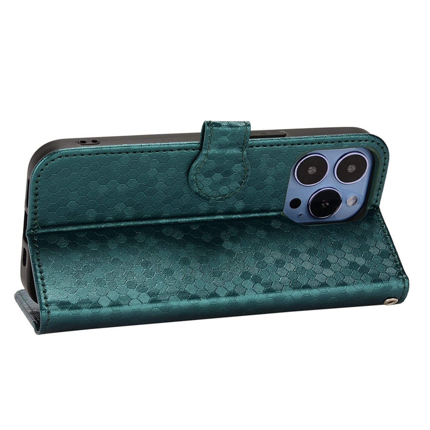 For iPhone 13 Pro 6.1 inch Anti-scratch Imprinted Dot Pattern PU Leather Phone Case Wallet Stand Flip Phone Shell Bag
