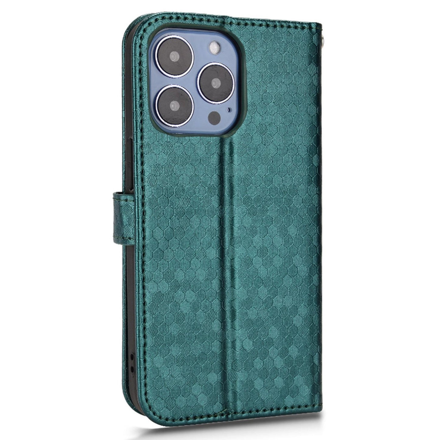 For iPhone 13 Pro 6.1 inch Anti-scratch Imprinted Dot Pattern PU Leather Phone Case Wallet Stand Flip Phone Shell Bag
