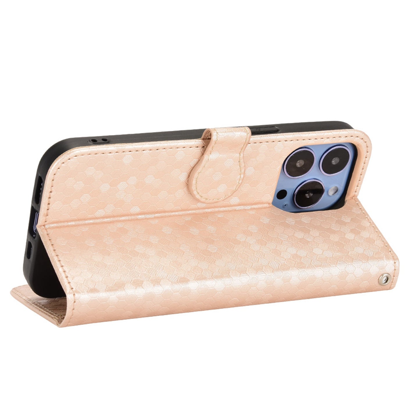 For iPhone 13 Pro 6.1 inch Anti-scratch Imprinted Dot Pattern PU Leather Phone Case Wallet Stand Flip Phone Shell Bag