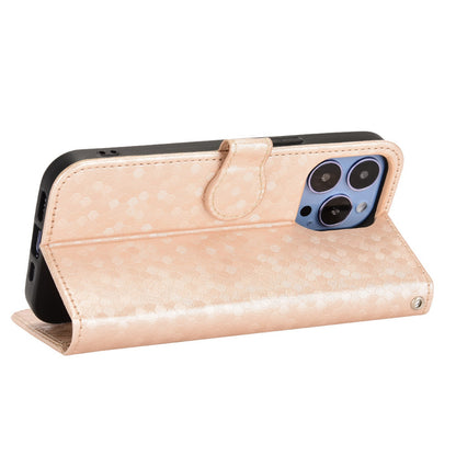 For iPhone 13 Pro 6.1 inch Anti-scratch Imprinted Dot Pattern PU Leather Phone Case Wallet Stand Flip Phone Shell Bag