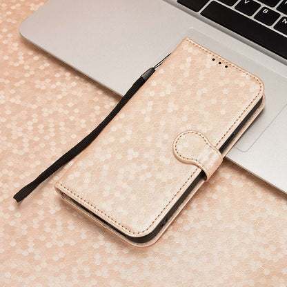 For iPhone 13 Pro 6.1 inch Anti-scratch Imprinted Dot Pattern PU Leather Phone Case Wallet Stand Flip Phone Shell Bag