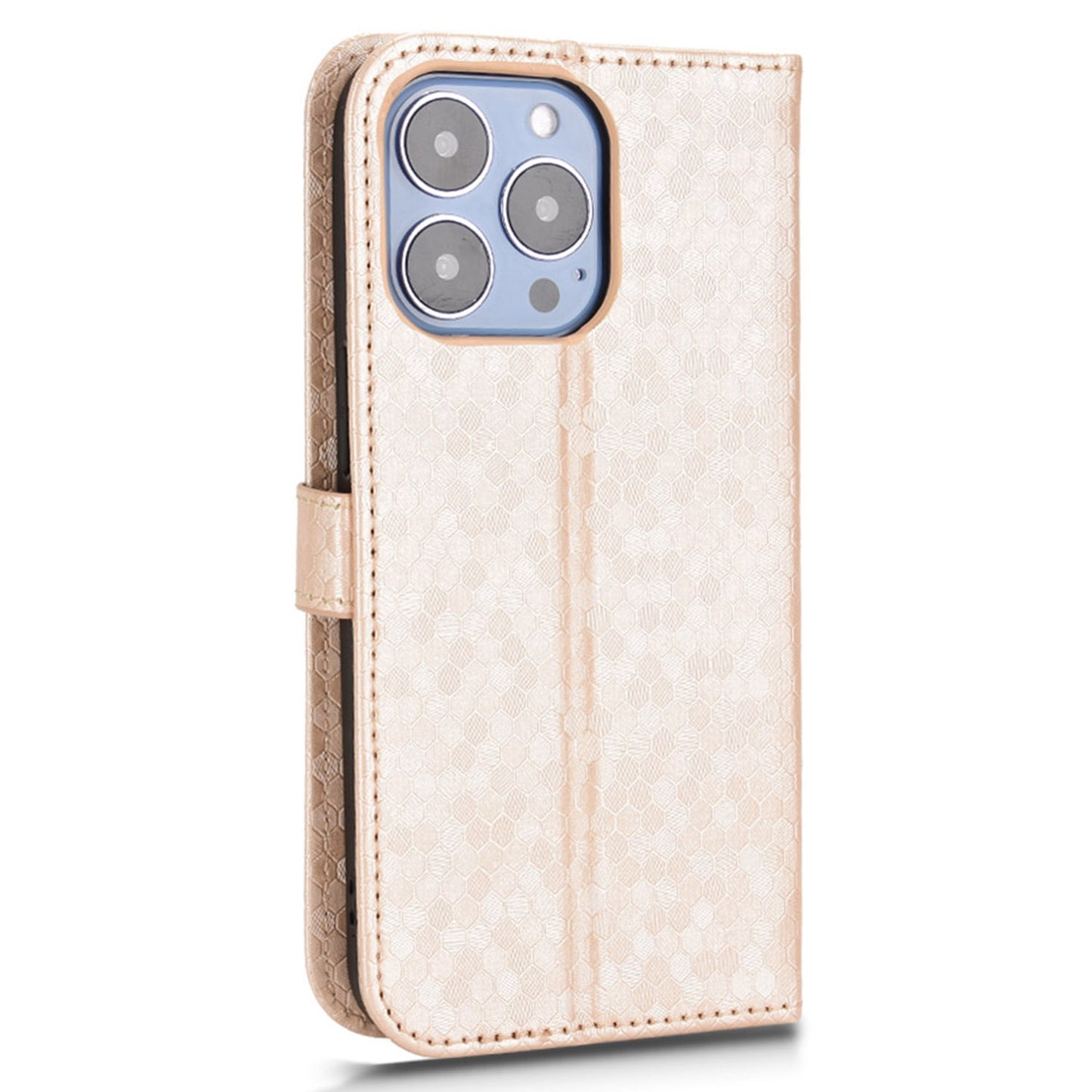 For iPhone 13 Pro 6.1 inch Anti-scratch Imprinted Dot Pattern PU Leather Phone Case Wallet Stand Flip Phone Shell Bag