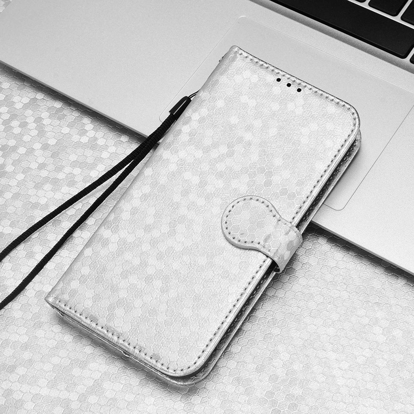 For iPhone 13 Pro 6.1 inch Anti-scratch Imprinted Dot Pattern PU Leather Phone Case Wallet Stand Flip Phone Shell Bag