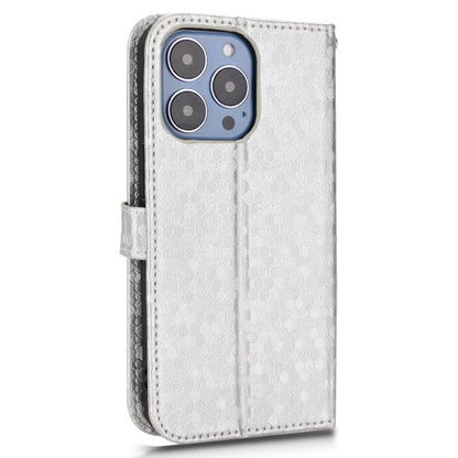 For iPhone 13 Pro 6.1 inch Anti-scratch Imprinted Dot Pattern PU Leather Phone Case Wallet Stand Flip Phone Shell Bag