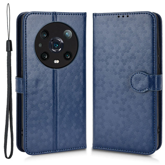 For Honor Magic4 Pro 5G Anti-dust PU Leather Phone Case Imprinted Dot Pattern Wallet Stand Flip Mobile Phone Cover