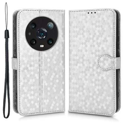 For Honor Magic4 Pro 5G Anti-dust PU Leather Phone Case Imprinted Dot Pattern Wallet Stand Flip Mobile Phone Cover