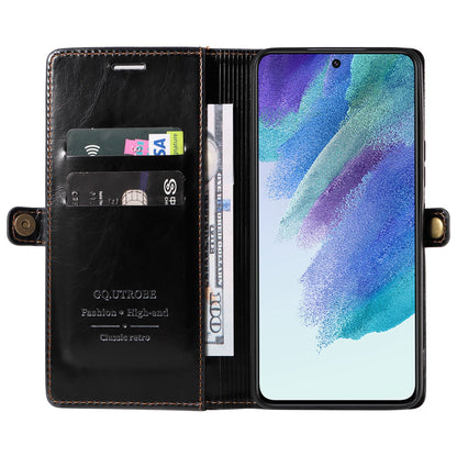 GQ.UTROBE 010 Series RFID Blocking PU Leather+TPU Phone Cover for Samsung Galaxy S22+ 5G, Anti-dust Anti-scratch Phone Supporting Stand Wallet Case