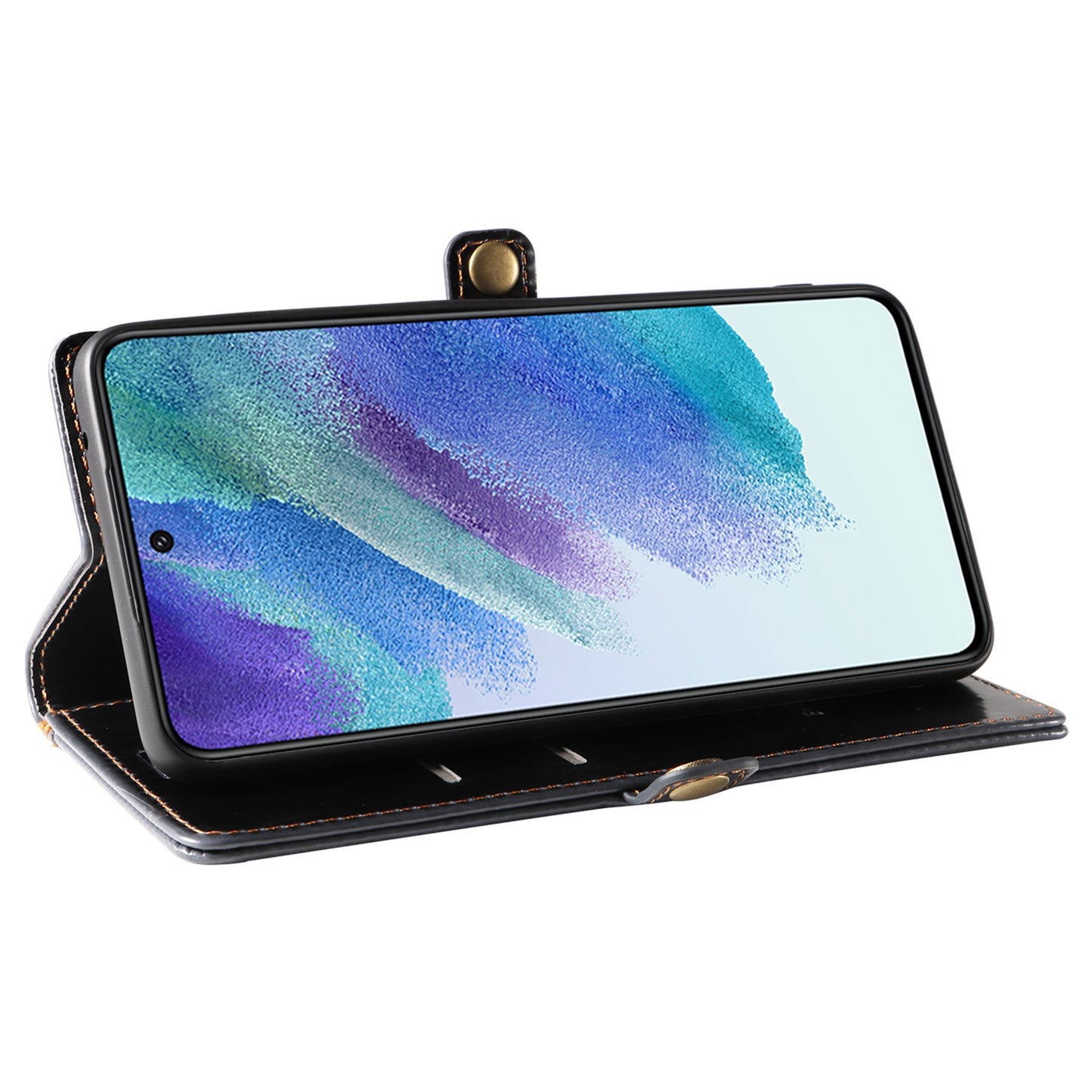 GQ.UTROBE 010 Series RFID Blocking PU Leather+TPU Phone Cover for Samsung Galaxy S22+ 5G, Anti-dust Anti-scratch Phone Supporting Stand Wallet Case