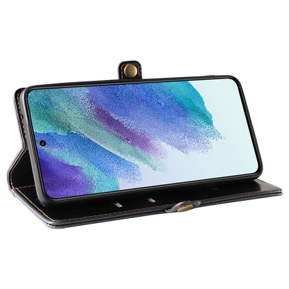 GQ.UTROBE 010 Series RFID Blocking PU Leather+TPU Phone Cover for Samsung Galaxy S22+ 5G, Anti-dust Anti-scratch Phone Supporting Stand Wallet Case