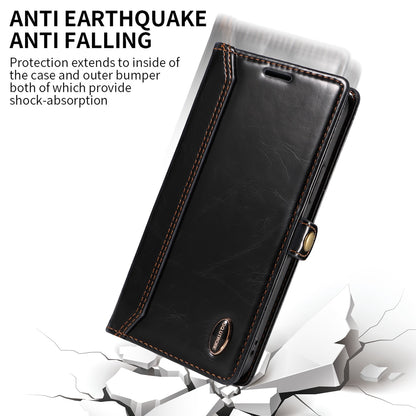 GQ.UTROBE 010 Series RFID Blocking PU Leather+TPU Phone Cover for Samsung Galaxy S22+ 5G, Anti-dust Anti-scratch Phone Supporting Stand Wallet Case