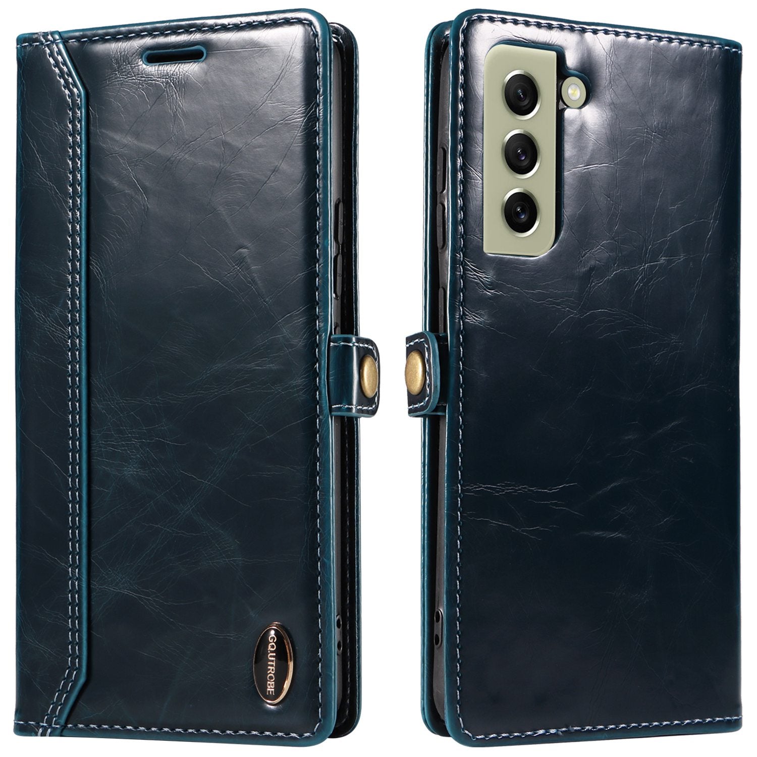 GQ.UTROBE 010 Series RFID Blocking PU Leather+TPU Phone Cover for Samsung Galaxy S22+ 5G, Anti-dust Anti-scratch Phone Supporting Stand Wallet Case