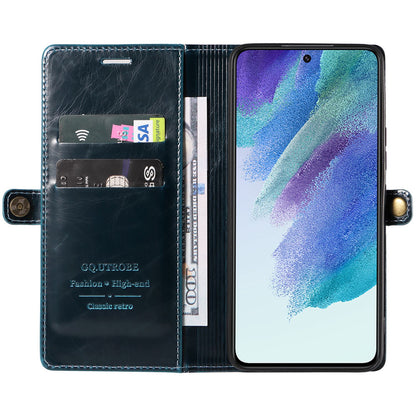 GQ.UTROBE 010 Series RFID Blocking PU Leather+TPU Phone Cover for Samsung Galaxy S22+ 5G, Anti-dust Anti-scratch Phone Supporting Stand Wallet Case