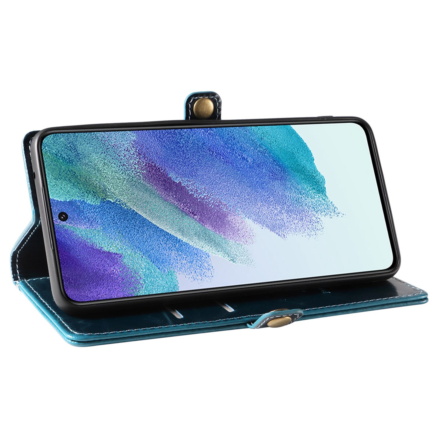 GQ.UTROBE 010 Series RFID Blocking PU Leather+TPU Phone Cover for Samsung Galaxy S22+ 5G, Anti-dust Anti-scratch Phone Supporting Stand Wallet Case