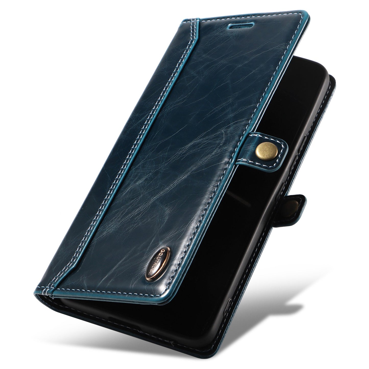 GQ.UTROBE 010 Series RFID Blocking PU Leather+TPU Phone Cover for Samsung Galaxy S22+ 5G, Anti-dust Anti-scratch Phone Supporting Stand Wallet Case