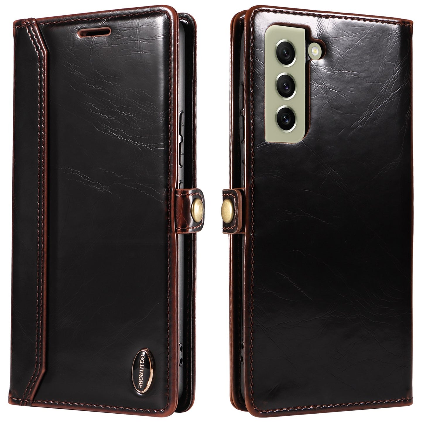 GQ.UTROBE 010 Series RFID Blocking PU Leather+TPU Phone Cover for Samsung Galaxy S22+ 5G, Anti-dust Anti-scratch Phone Supporting Stand Wallet Case