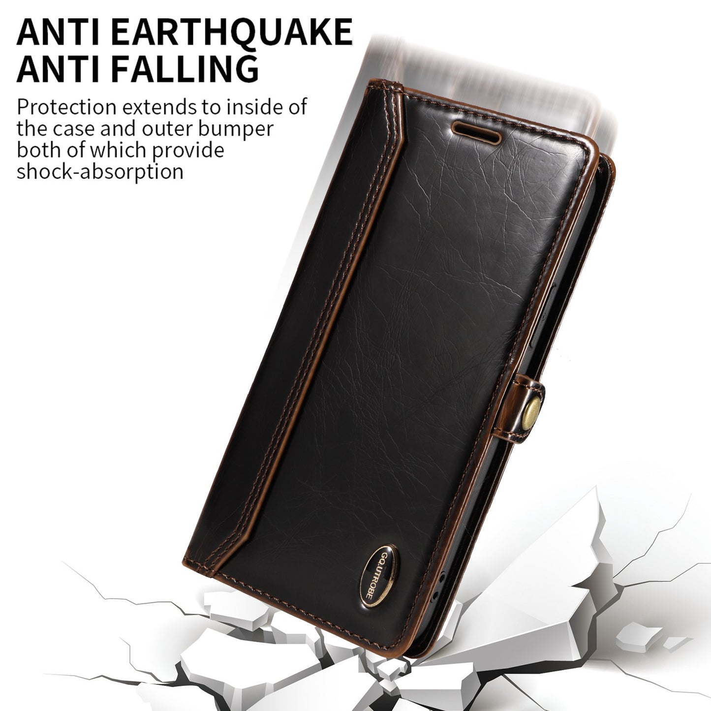 GQ.UTROBE 010 Series RFID Blocking PU Leather+TPU Phone Cover for Samsung Galaxy S22+ 5G, Anti-dust Anti-scratch Phone Supporting Stand Wallet Case