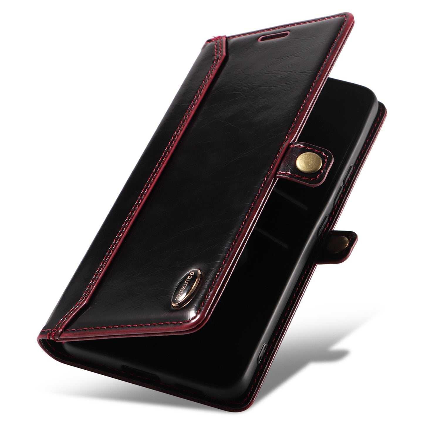 GQ.UTROBE 010 Series RFID Blocking PU Leather+TPU Phone Cover for Samsung Galaxy S22+ 5G, Anti-dust Anti-scratch Phone Supporting Stand Wallet Case