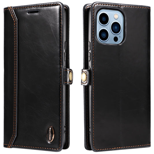 GQ.UTROBE 010 Series Phone Cover for iPhone 13 Pro 6.1 inch Fully Wrapped RFID Blocking PU Leather Cell Phone Wallet Case with Viewing Stand