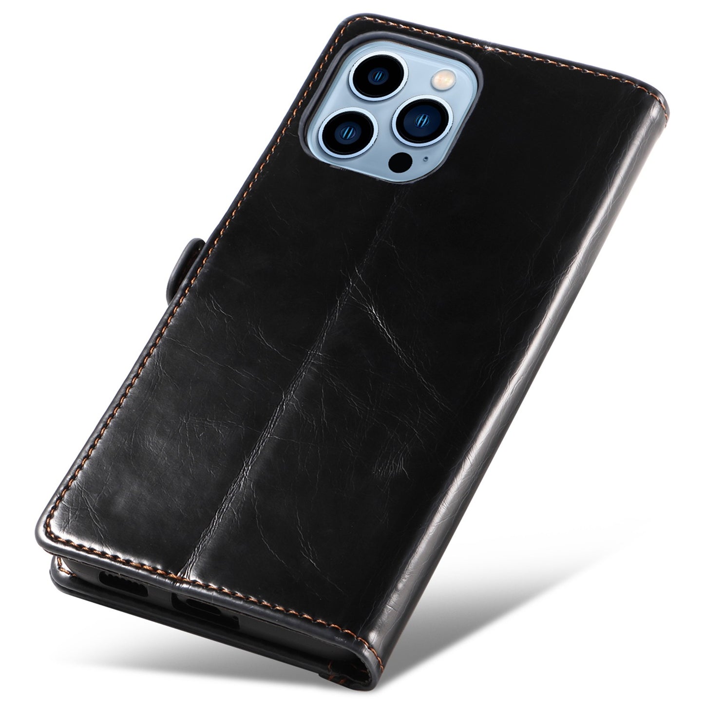 GQ.UTROBE 010 Series Phone Cover for iPhone 13 Pro 6.1 inch Fully Wrapped RFID Blocking PU Leather Cell Phone Wallet Case with Viewing Stand