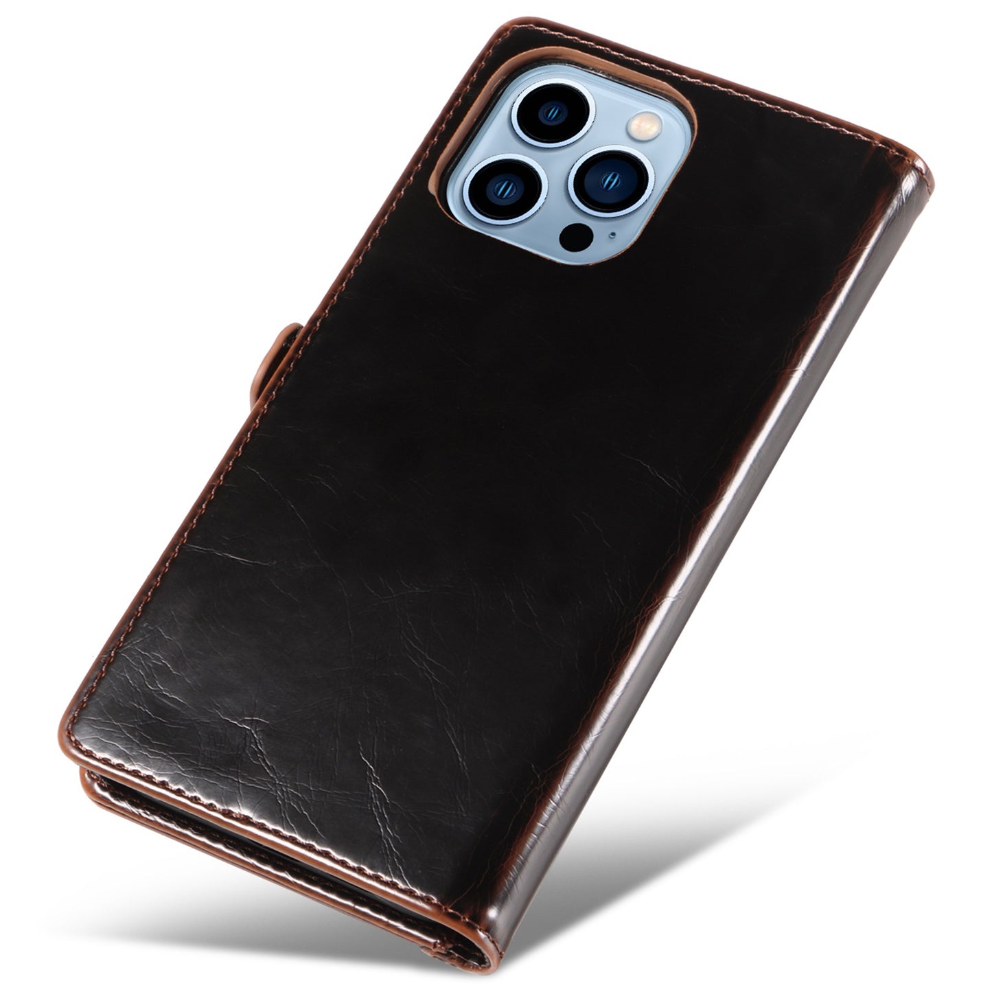GQ.UTROBE 010 Series Phone Cover for iPhone 13 Pro 6.1 inch Fully Wrapped RFID Blocking PU Leather Cell Phone Wallet Case with Viewing Stand