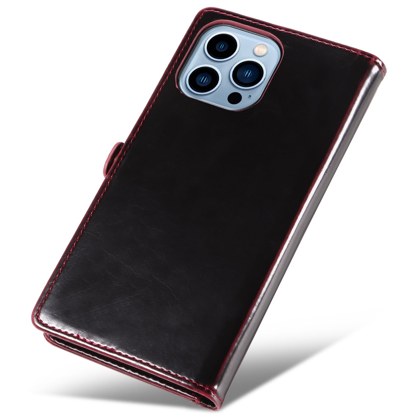 GQ.UTROBE 010 Series Phone Cover for iPhone 13 Pro 6.1 inch Fully Wrapped RFID Blocking PU Leather Cell Phone Wallet Case with Viewing Stand