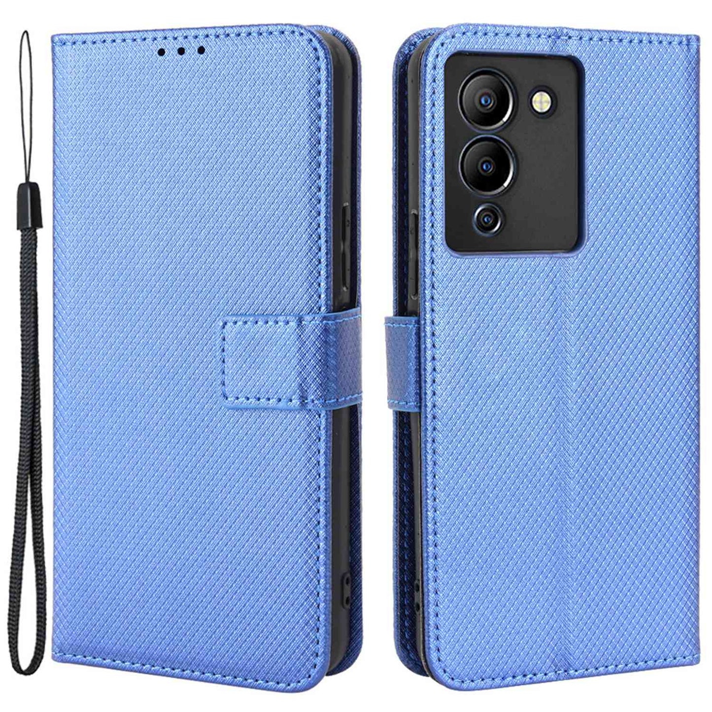 For Infinix Note 12 G96 4G/Note 12 Turbo Drop-proof Phone Flip Wallet Case Anti-wear Diamond Texture PU Leather Cover Stand Card Holder with Wrist Strap
