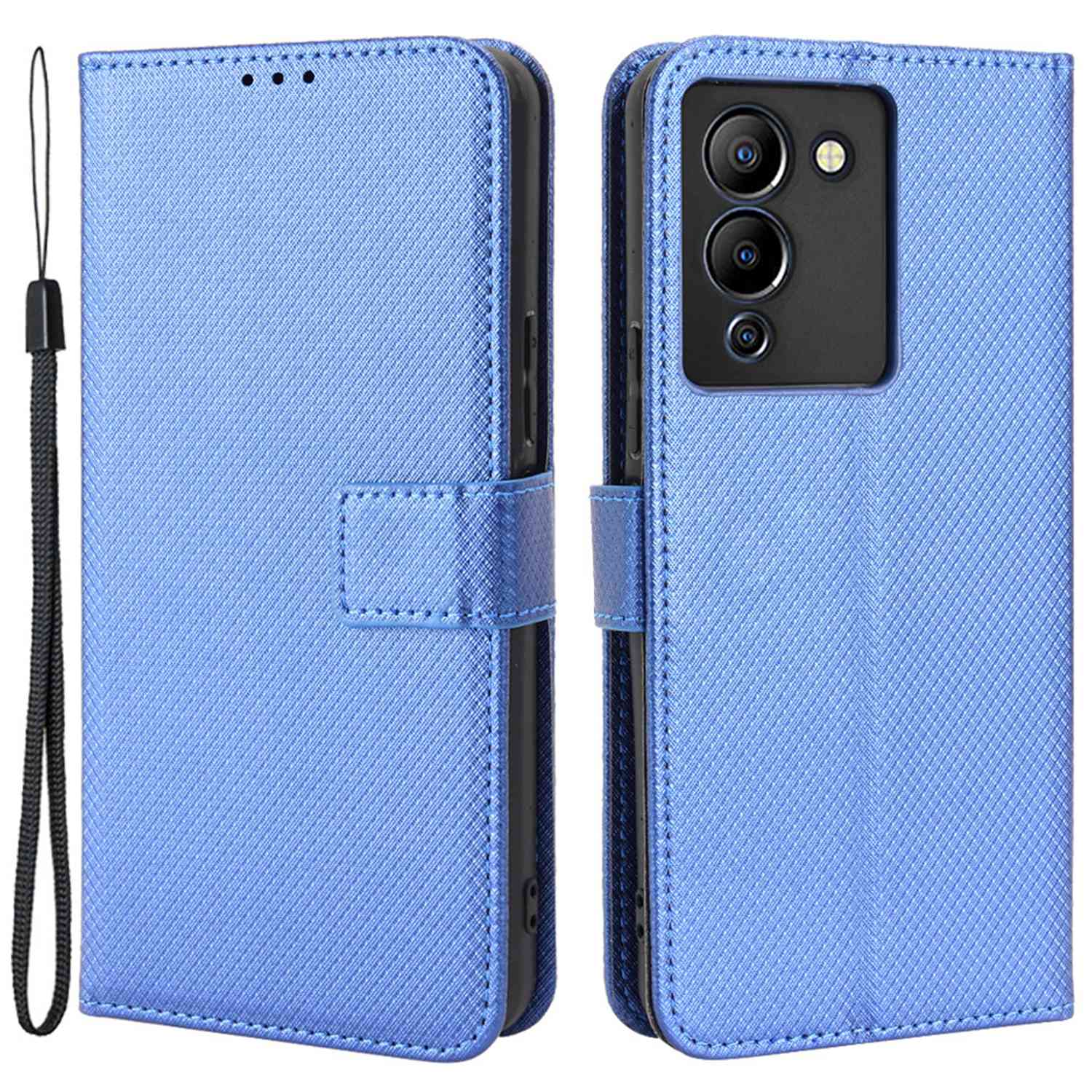 For Infinix Note 12 G96 4G/Note 12 Turbo Drop-proof Phone Flip Wallet Case Anti-wear Diamond Texture PU Leather Cover Stand Card Holder with Wrist Strap