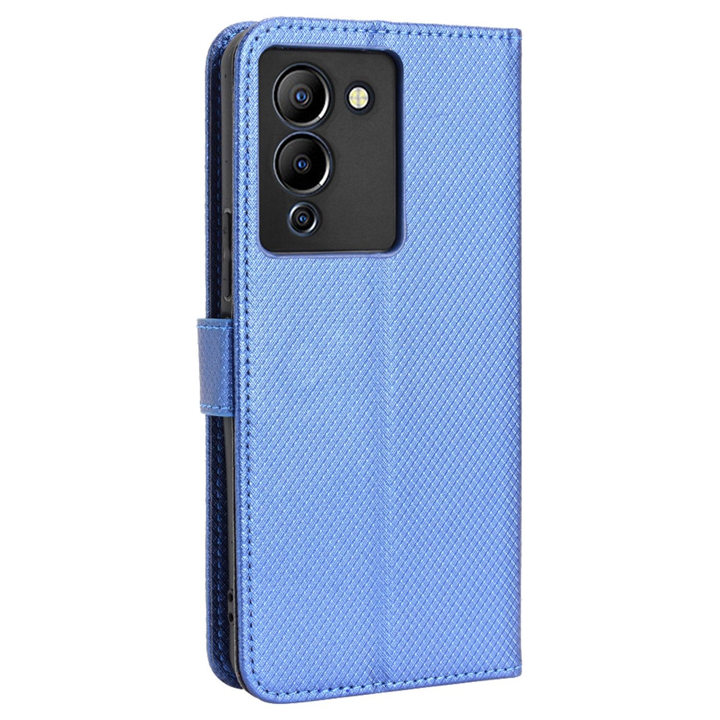 For Infinix Note 12 G96 4G/Note 12 Turbo Drop-proof Phone Flip Wallet Case Anti-wear Diamond Texture PU Leather Cover Stand Card Holder with Wrist Strap